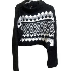 Free People Revolve NWT Onyx Fair Isle Chunky Knit Cropped Oversized Sweater M